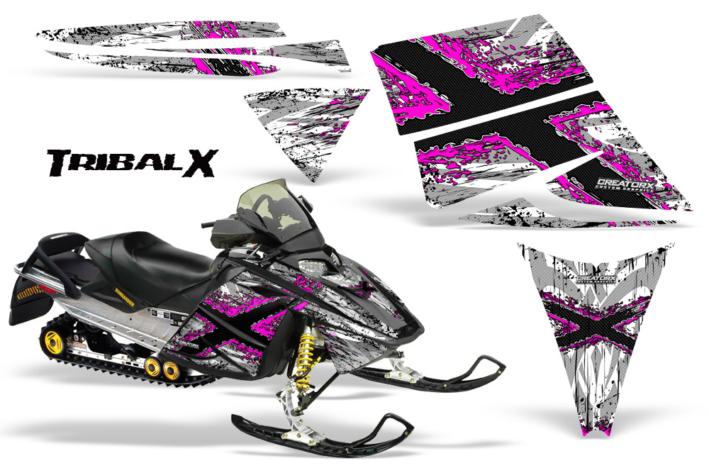 Ski-Doo Rev Graphics Kit TribalX Pink White